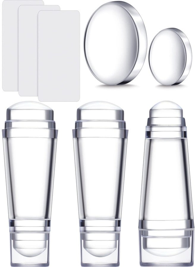 Spakon 6 Pieces Nail Art Stamper Supplies Clear Silicone Stamping Jelly with Scraper Transparent French Tip Nail Art Manicure Tool Kit Soft Printer for DIY Accessories Decor - Image 1