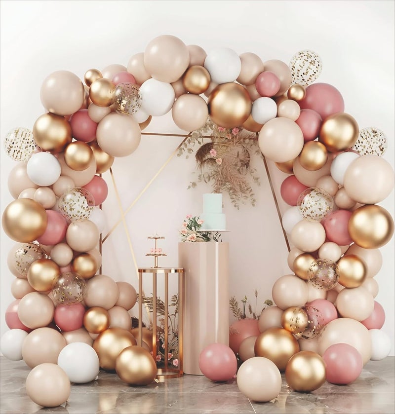 YOURS DECOR Birthday Balloons Decor Items for Girls - 57 Pcs | Decoration For Babyshower, Anniversary, Birthday Parties | Happy Birthday Balloon For Decoration | Golden Chrome, Pink & White - Image 1