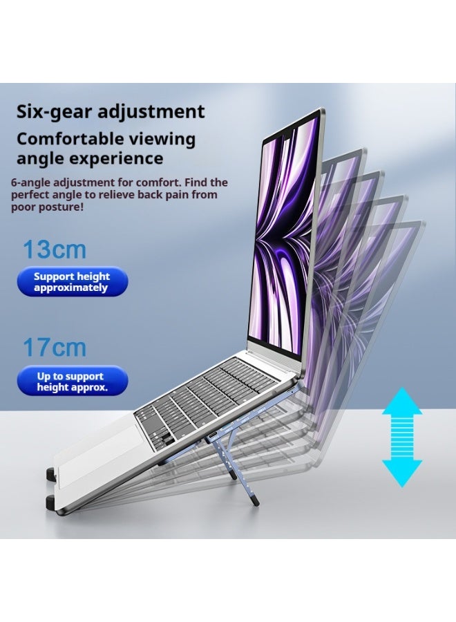 حامل لابتوب مع قاعدة توصيل 4 في 1 بمنفذ USB 3.0، حامل محمول قابل للطي من سبائك الألمنيوم مع تبريد هوائي، قابل للتعديل بـ 6 مستويات متوافق مع ماك بوك / إتش بي / ديل / لينوفو حتى 17.3 بوصة - Image 3