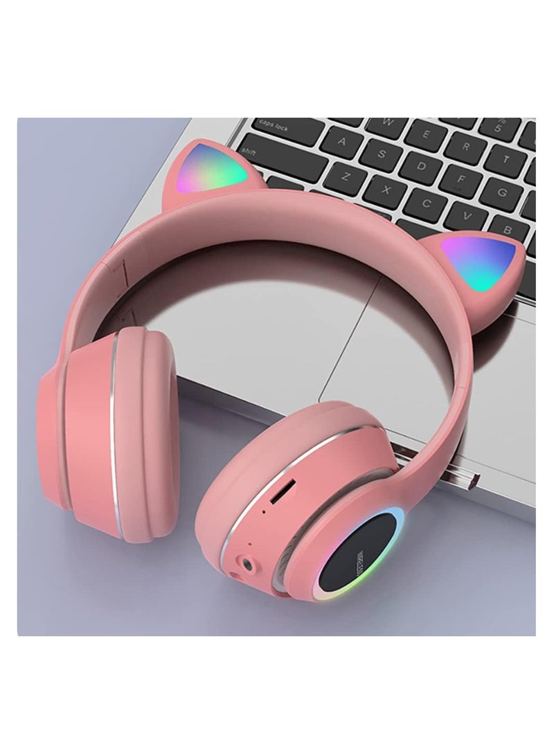Foldable Wireless Bluetooth Cat Ear Headset With LED Glowing Light On-Ear Stereo Headphone With Noise Isolating For Teens - Image 2