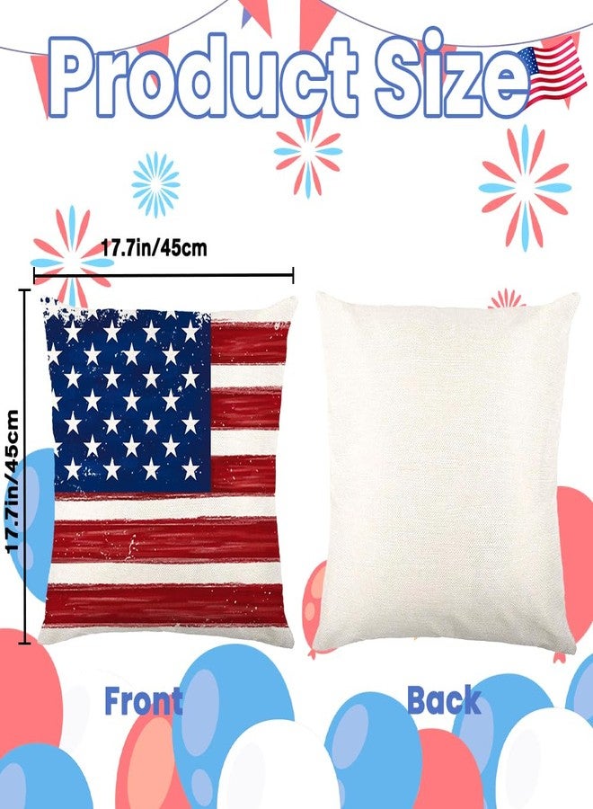 DULEFUN 4th of July Pillow Covers Decorations 18 x 18 Inch Red Blue Star Stripe Flag Freedom America Patriotic Throw Pillow Covers Cases for Independence Memorial Day Cushion Case Sofa Couch Decor - Image 2