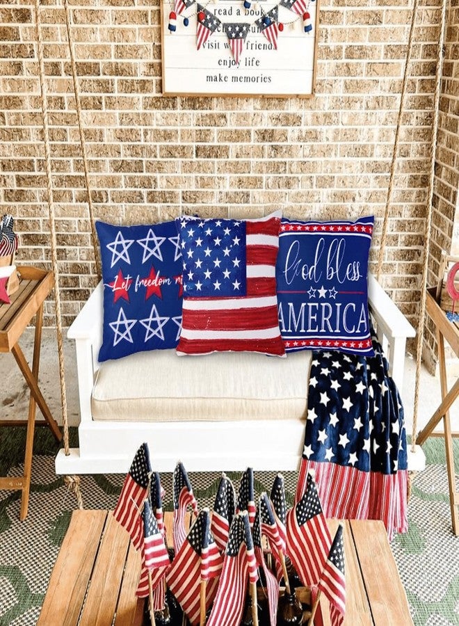 DULEFUN 4th of July Pillow Covers Decorations 18 x 18 Inch Red Blue Star Stripe Flag Freedom America Patriotic Throw Pillow Covers Cases for Independence Memorial Day Cushion Case Sofa Couch Decor - Image 4