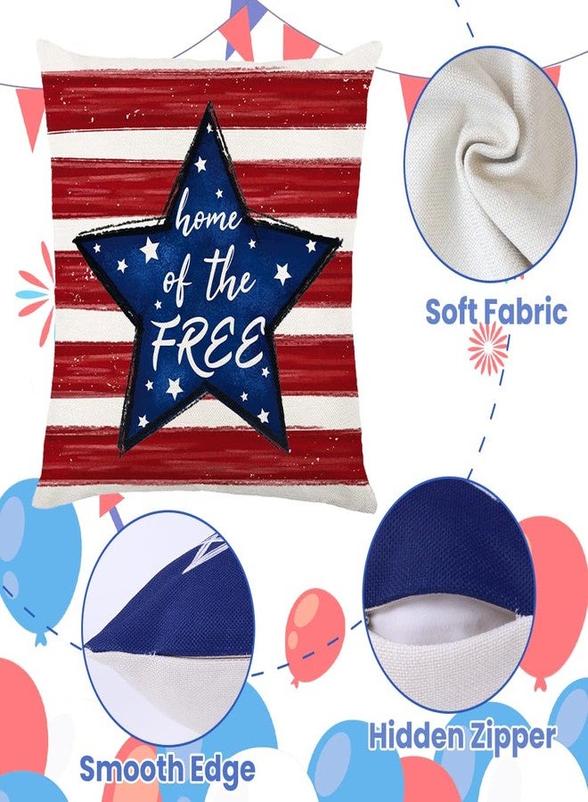 DULEFUN 4th of July Pillow Covers Decorations 18 x 18 Inch Red Blue Star Stripe Flag Freedom America Patriotic Throw Pillow Covers Cases for Independence Memorial Day Cushion Case Sofa Couch Decor - Image 3