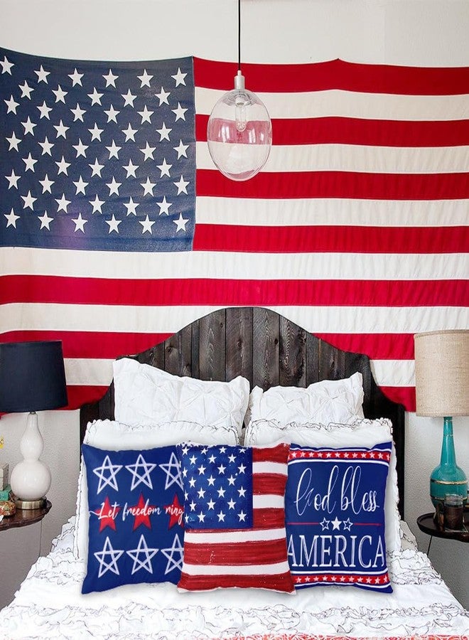 DULEFUN 4th of July Pillow Covers Decorations 18 x 18 Inch Red Blue Star Stripe Flag Freedom America Patriotic Throw Pillow Covers Cases for Independence Memorial Day Cushion Case Sofa Couch Decor - Image 5