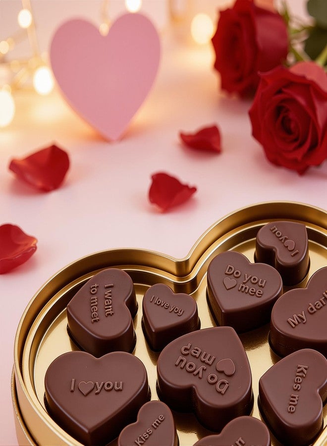 LLPMutu 2 Pack Conversation Heart Molds Heart Silicone Mold with Love Phrases 20-Cavity Mixed Size Valentine's Day Heart Shaped Silicone Molds NonStick for Cupcake Chocolate Fondant Jelly Dessert Candy Soaps - Image 2