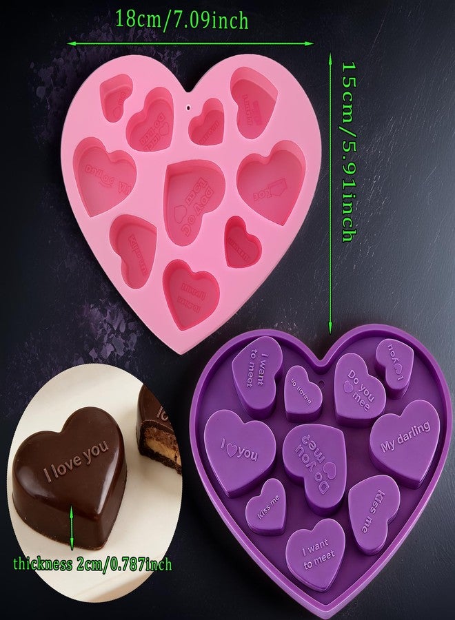 LLPMutu 2 Pack Conversation Heart Molds Heart Silicone Mold with Love Phrases 20-Cavity Mixed Size Valentine's Day Heart Shaped Silicone Molds NonStick for Cupcake Chocolate Fondant Jelly Dessert Candy Soaps - Image 4