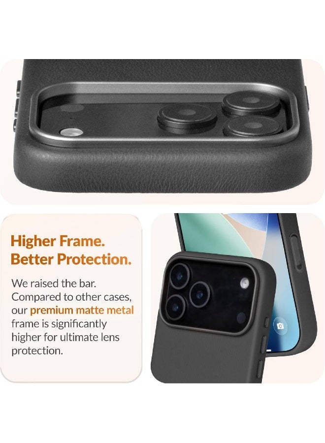 زومي كلاسيك | حقيبة جلدية فاخرة لجهاز iPhone 17 Pro Max - مصنوعة من جلد فاشيتا الأوروبي (المعيار الذهبي) - مع تحكم بالكاميرا وتوافق مع MagSafe - أسود - Image 2