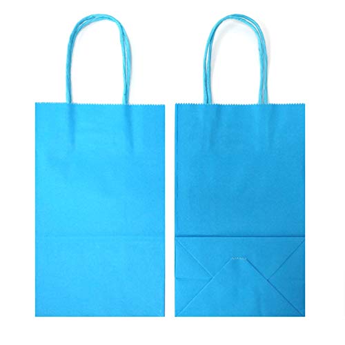 AZOWA Blue Gift Bags Small Blue Kraft Paper Bags With Handles for Party Favors (5 x 3.1 x 8.2 in, 12 CT) - Image 5