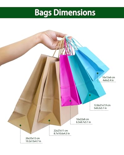 AZOWA Blue Gift Bags Small Blue Kraft Paper Bags With Handles for Party Favors (5 x 3.1 x 8.2 in, 12 CT) - Image 3