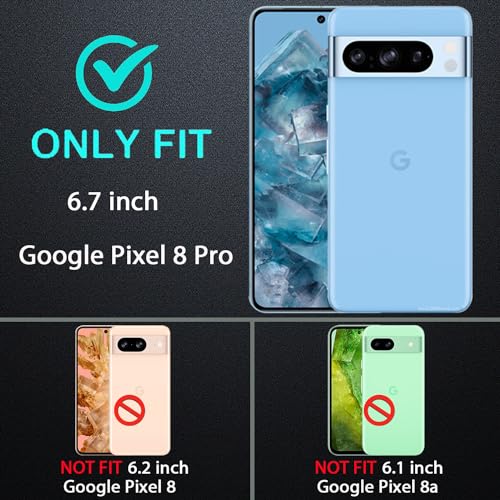 YKHJKLEC for Google Pixel 8 Pro Case, Military Grade 3 in 1 Heavy Duty Shockproof/Drop Proof/Dust Proof Case with 2Pcs Tempered Glass Screen Protector (Black/Black) - Image 2