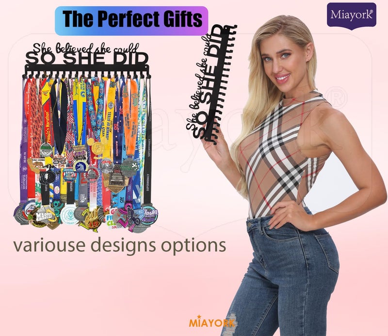 Miayork Runner Medal Hanger Display - She Believed she Could SO SHE DID Sturdy Marathon Medal Display Easy to Install-for Sports Gymnastic,Soccer,Runner,Wrest,Football,Basketball - Image 5