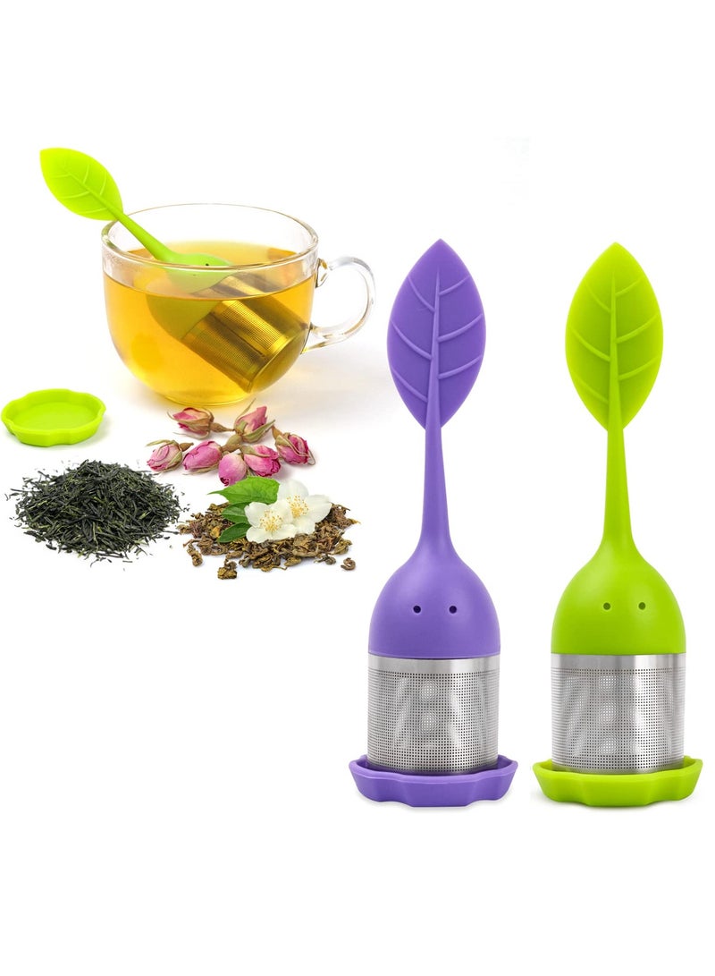 SOLARAE Silicone Tea Infusers for Loose Tea, 2Pcs Silicone Tea Steeper Fine Mesh Loose Tea Filter Silicone Lid Tea Cup Filter for Loose Leaf Tea or Herbal Tea - Image 1