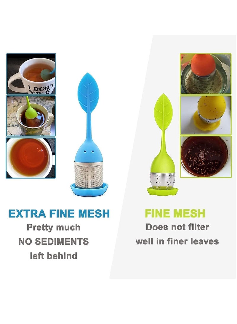 SOLARAE Silicone Tea Infusers for Loose Tea, 2Pcs Silicone Tea Steeper Fine Mesh Loose Tea Filter Silicone Lid Tea Cup Filter for Loose Leaf Tea or Herbal Tea - Image 4