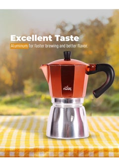 Any Morning Stovetop Espresso Coffee Maker 240ml, Italian Coffee Maker, Iconic Aluminum Moka Pot for Americano, Latte, Cappucino, Percolator Coffee Pot for Camping, 6 Cups, 8 oz, Copper Colored - HES-6  - Image 4