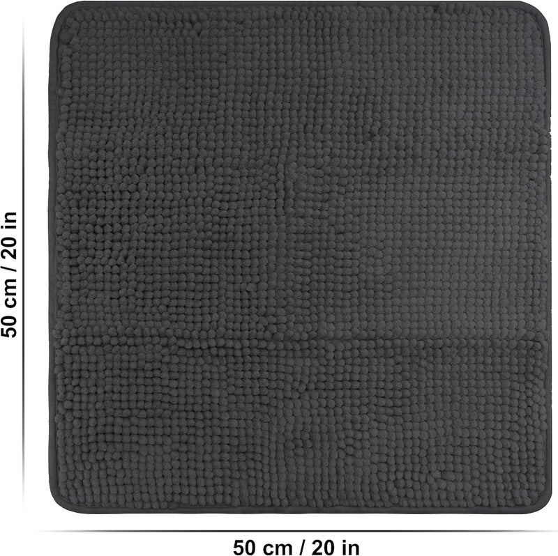 FLUFFY Bath Mat made of Chenille with Non-Slip Bottom (50 x 50 cm, Anthracite) - Image 3