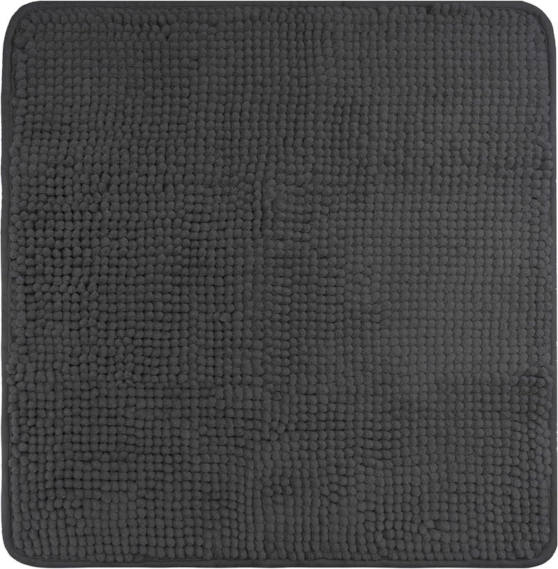 FLUFFY Bath Mat made of Chenille with Non-Slip Bottom (50 x 50 cm, Anthracite) - Image 1