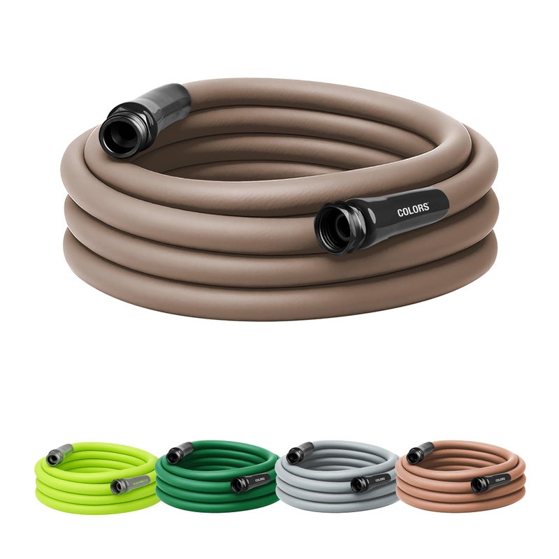 Flexzilla Colors Garden Hose 5/8 in. x 25 ft., Lightweight All-Weather Water Hose, Durable and Flexible, Leak-Free Connections, Brown Mulch - Image 1