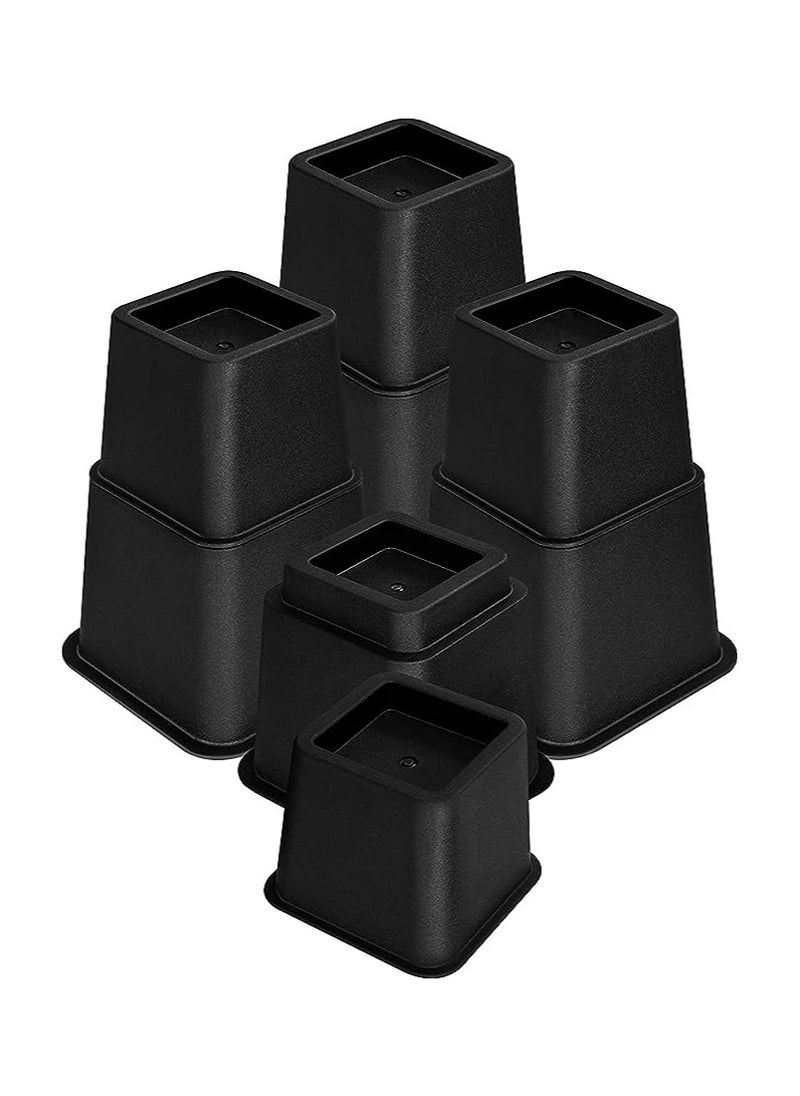 TRADE BAY - Bedding Premium Adjustable Furniture Risers - 5 to 9 Inch Bed Riser, Table Riser, Chair Riser Sofa Riser - 8 Piece Set (Black) - Image 1