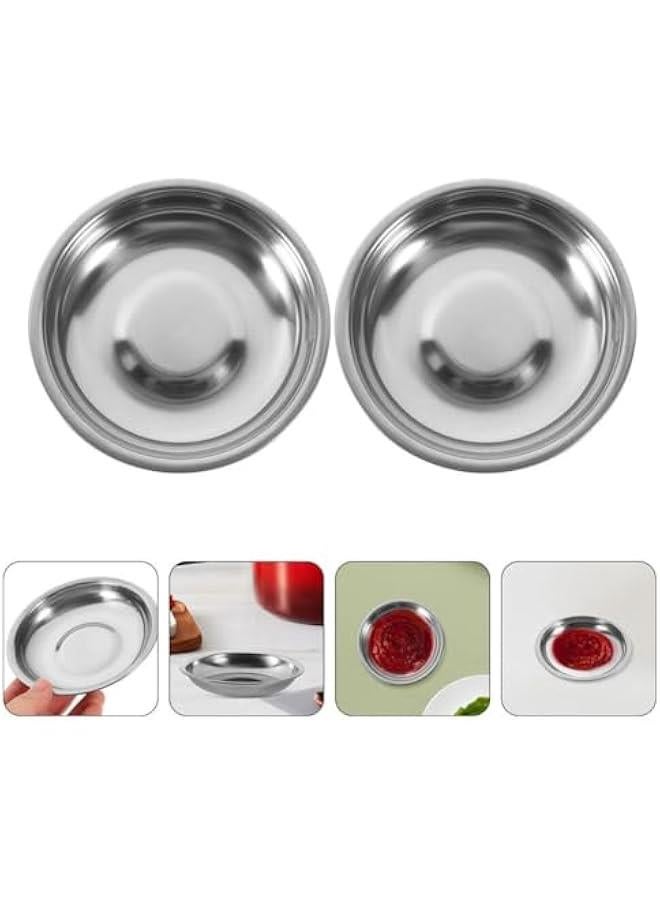 Stainless Steel Sauce Dishes 10pcs Mini Round Seasoning Bowls 3.5 Inch Sushi Dipping Bowls Thicken Condiment Cups Appetizer Plate Metal Ingredient Tray - Image 2