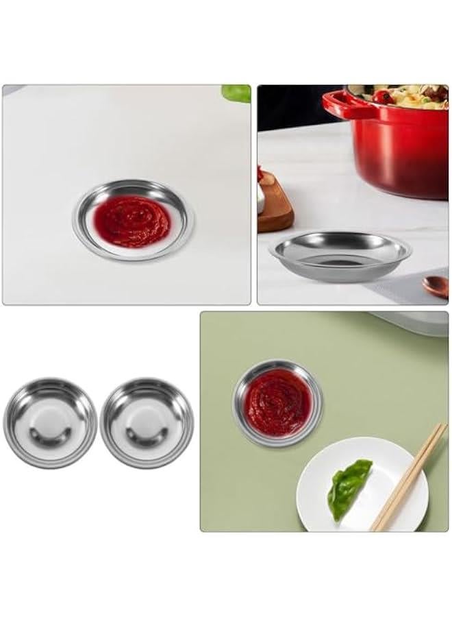 Stainless Steel Sauce Dishes 10pcs Mini Round Seasoning Bowls 3.5 Inch Sushi Dipping Bowls Thicken Condiment Cups Appetizer Plate Metal Ingredient Tray - Image 4