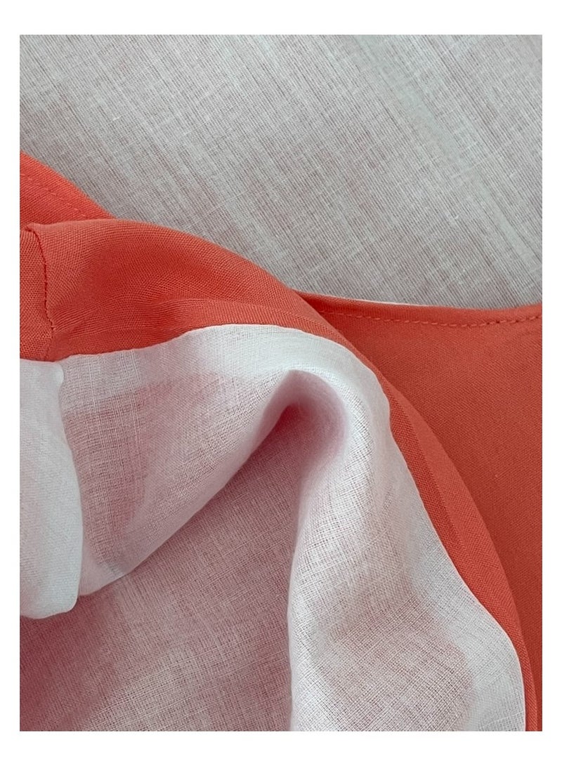 SOLOBUY Cotton Blouse, Batwing Sleeve, Breathable Fabric, V-neck, Coral Color  - Image 3