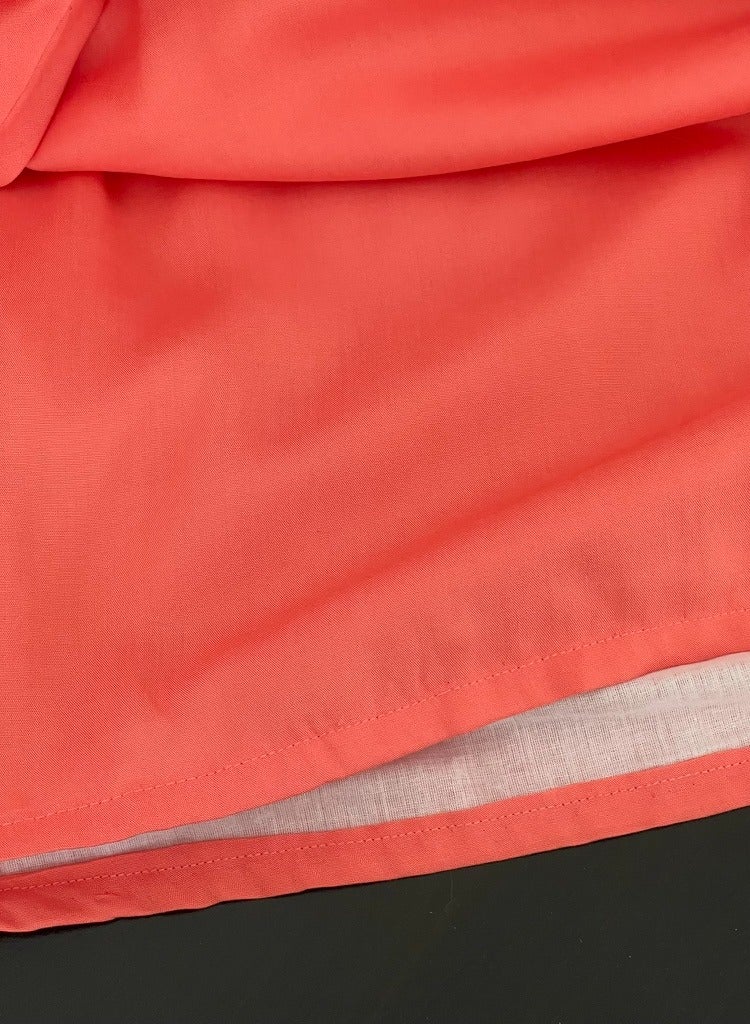SOLOBUY Cotton Blouse, Batwing Sleeve, Breathable Fabric, V-neck, Coral Color  - Image 5