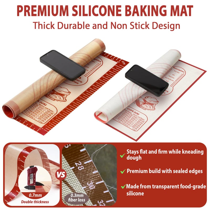 ANSOTHIN Silicone Baking Pastry Dough Mat - Non Slip Rolling Mat with Measurement Guides, Thick Reusable Kneading Board for Bread, Pizza, Cookies, Fondant, Nonstick Baking Sheet for Kitchen Counter, 20x28inch - Image 3