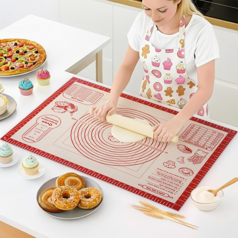 ANSOTHIN Silicone Baking Pastry Dough Mat - Non Slip Rolling Mat with Measurement Guides, Thick Reusable Kneading Board for Bread, Pizza, Cookies, Fondant, Nonstick Baking Sheet for Kitchen Counter, 20x28inch - Image 1