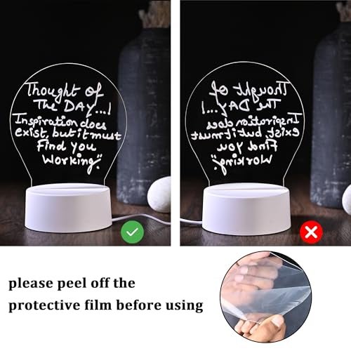 MIRADH 3D Night LED Light Lamp Base with Clear Acrylic Sheets and Pen Led Lights lamp, Led Message Writing Board, Electric lamp, Bedroom Light, Home Decor, Gift, Office Decor,Erasable Board - Image 4