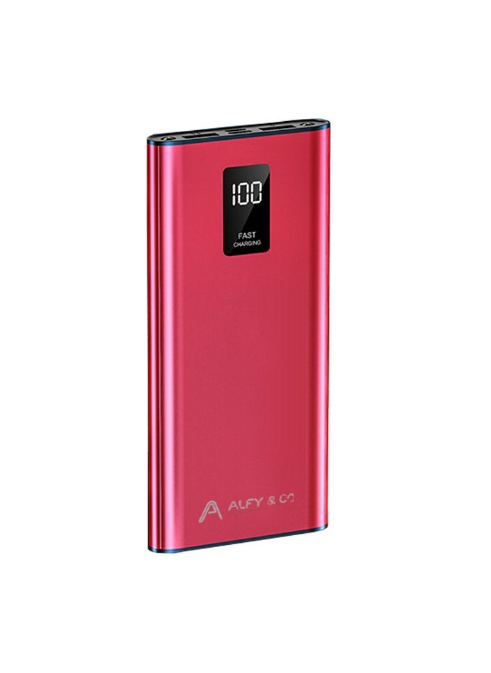 ALFY & CO 10000 mAh Power Bank Portable Charger USB Type C Battery Pack 22.5W Fast Charging Compatible with iPhone 16 15 14 13 Pro Max Samsung Galaxy Z Fold 6 S24 S23 S22 S21 Ultra Apple Watch Airpods iPad Red  - Image 1
