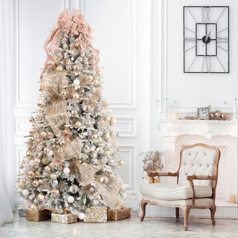 Wironlst Christmas Ball Olments - 30pcs الحلي عيد الميلاد البلاستيكية المضادة للبلاستيك الحلي معلقة زخارف الكرة لحفل زفاف الشجرة في عيد الميلاد (شمبانيا متعددة الحجم) - Image 4