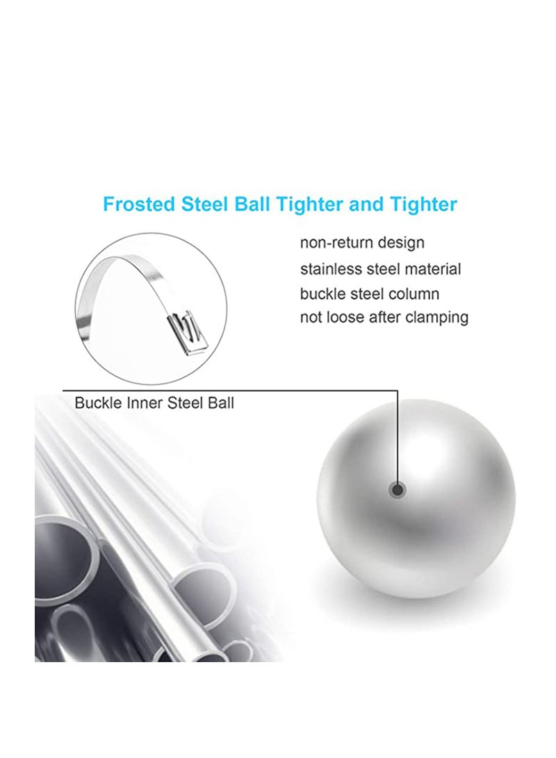 Loquat 304 Stainless Steel, Strong and Durable Metal Cable Zip Ties, Multi-purpose Heavy Duty Self-locking Cable Tie - Image 5