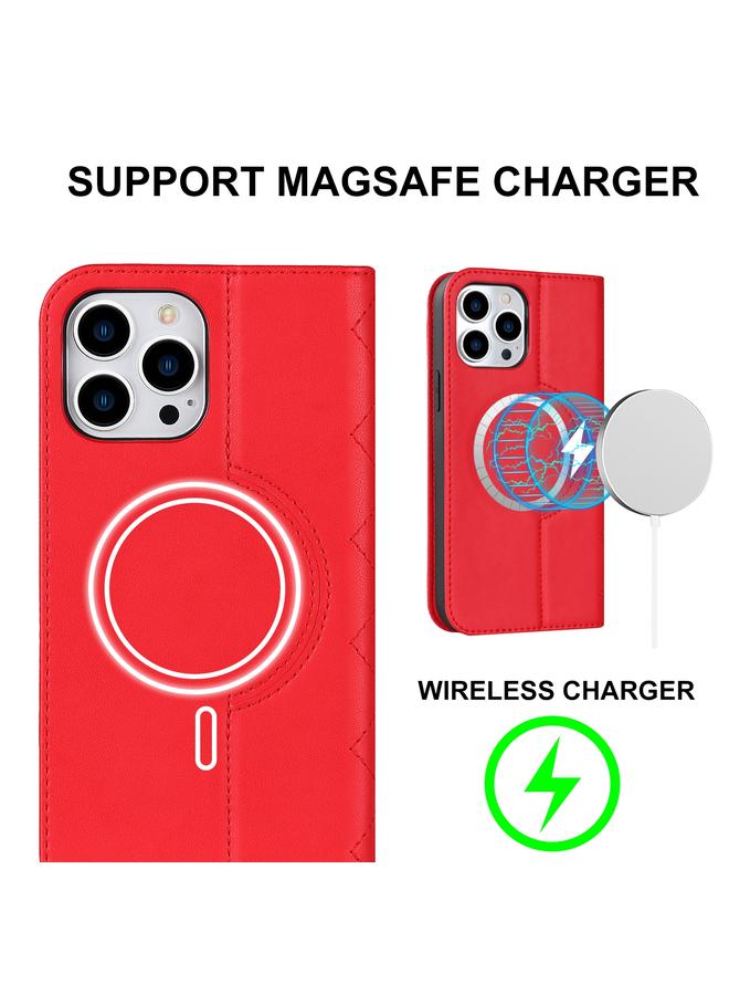 Zaboon Case For iPhone 12 / 12 Pro Rhombic MagSafe RFID Anti-Theft Wallet Leather Phone Case - Image 2