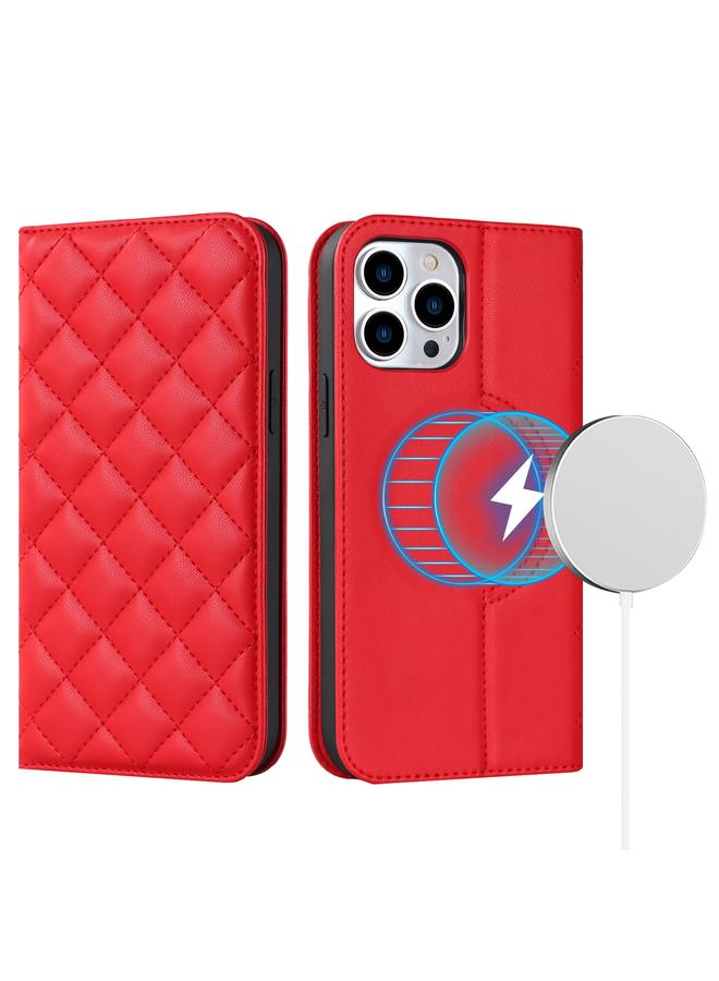 Zaboon Case For iPhone 12 / 12 Pro Rhombic MagSafe RFID Anti-Theft Wallet Leather Phone Case - Image 1