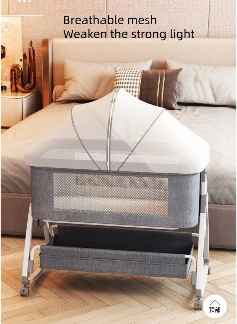 Noor&Star Multi-Functional Portable Baby Bed - 6-Level Adjustable(40-53cm) with Mosquito Net/Memory Foam Mattress/Storage Basket/Waterproof Pad/Orthopedic Pillow - Image 2