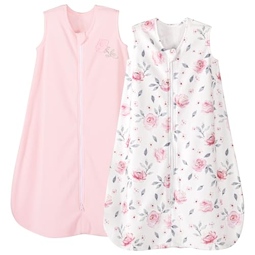 PHF Warm Micro-Fleece Baby Sleep Sack 12-18 Months, Soft Baby Wearable Blanket, 2-Way Zipper Sleeping Bags, 2 Pack Comfy Toddler Sleeping Sack for Boys, Large Size, Floral - Image 1