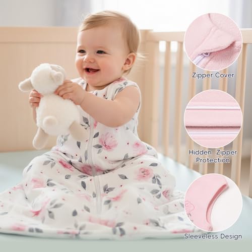 PHF Warm Micro-Fleece Baby Sleep Sack 12-18 Months, Soft Baby Wearable Blanket, 2-Way Zipper Sleeping Bags, 2 Pack Comfy Toddler Sleeping Sack for Boys, Large Size, Floral - Image 5