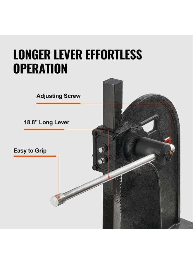 VEVOR Arbor Press, 3 Ton Manual Arbor Press, 12.2" Maximum Height, Cast Iron Heavy-duty Manual Desktop Arbor Press, Precision Hand Press for Stamping, Bending, Stretching, Forming - Image 4