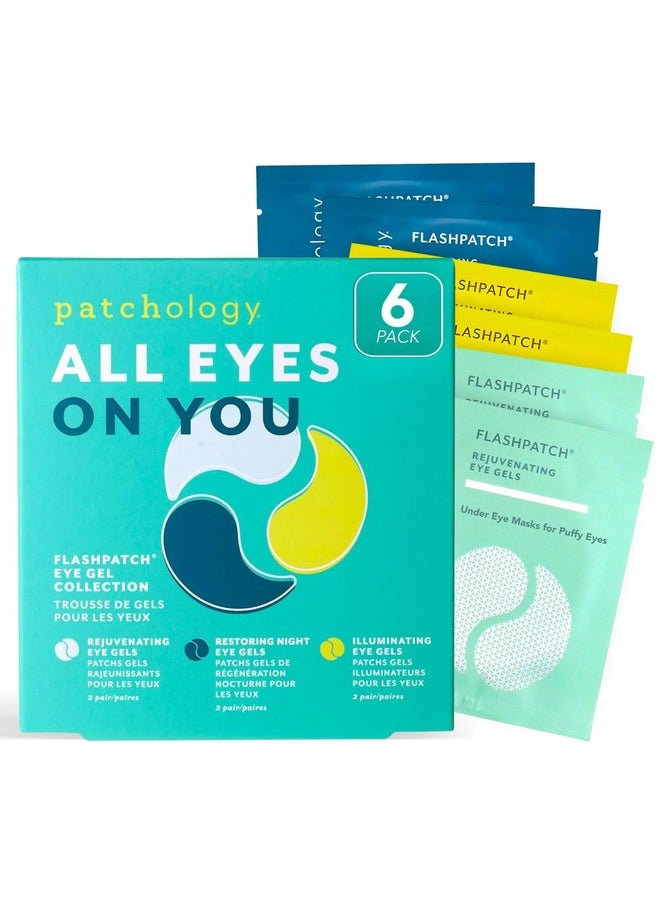Patchology Patchology All Eyes On You Under Eye Mask - Retinol, Collagen & Green Tea Infused - Eye Gels for Dark Circles, Puffiness, & Wrinkles, Eye Patches for Night, Beauty Travel, Reduce Puffy Eyes (6 Pairs)  - Image 1
