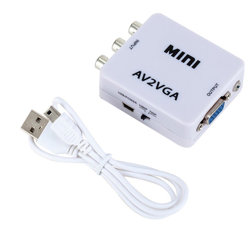 Mini Hd Av2Vga Video Converter: 60Hz-75Hz Refresh Rate, Auto Resolution Recognition - Denoising Clear Image Video Convertor Box for Home Theater, Business Presentation, Video Conference - Image 1