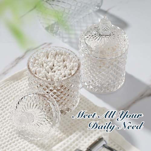RYTOXILO Bathroom Accessories Set, 4 Pack Clear Glass Bath Accessory Sets Complete, Diamond Soap Dispenser and Toothbrush Holder Set for Bathroom Counter Organizer Essentials, Modern Bathroom Decor - Image 3