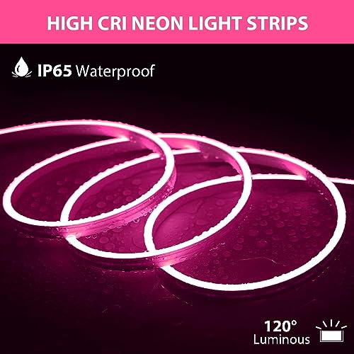 XERGY LED Neon Strip Lights 16.5ft - Waterproof Indoor/Outdoor for Home Decoration & Custom Sign - Pink (12V 2A Power Adapter Included) - Image 3