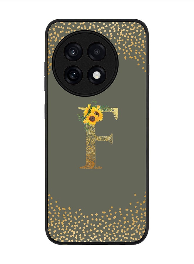 Stylizedd For OnePlus 13R / Ace 5 Pro Case,Slim fit Camera Protection, Shockproof Thin Phone cover  - Custom Floral Monogram - F  (Olive Green )
