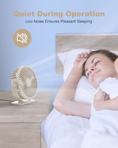 TriPole USB Desk Fan Mini Portable Personal Fan, 3 Speeds Adjustable Strong Breeze Small Electric Fan, 360° Rotation Quiet Plug In USB Fan for Desktop Bedroom Office Table Travel Cruise, Pink, 4.5in - Image 3