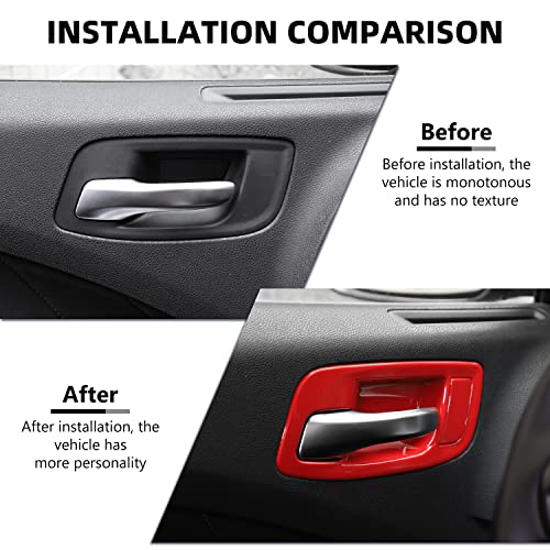 RAZPOY Inner Door Handle Bowl Cover for Charger Accessories Inner Handle Bowl Trim Compatible with Dodge Charger 20112022 Chrysler 300Red - Image 3