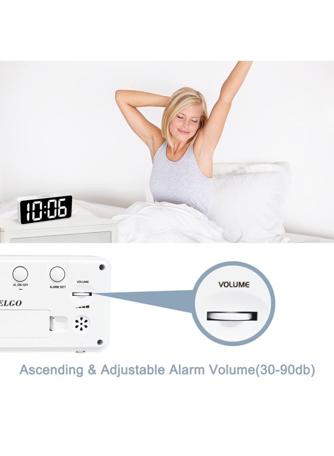 Welgo Led Digital Alarm Clock With Usb Port For Phone Charger White 9In Large - Image 4