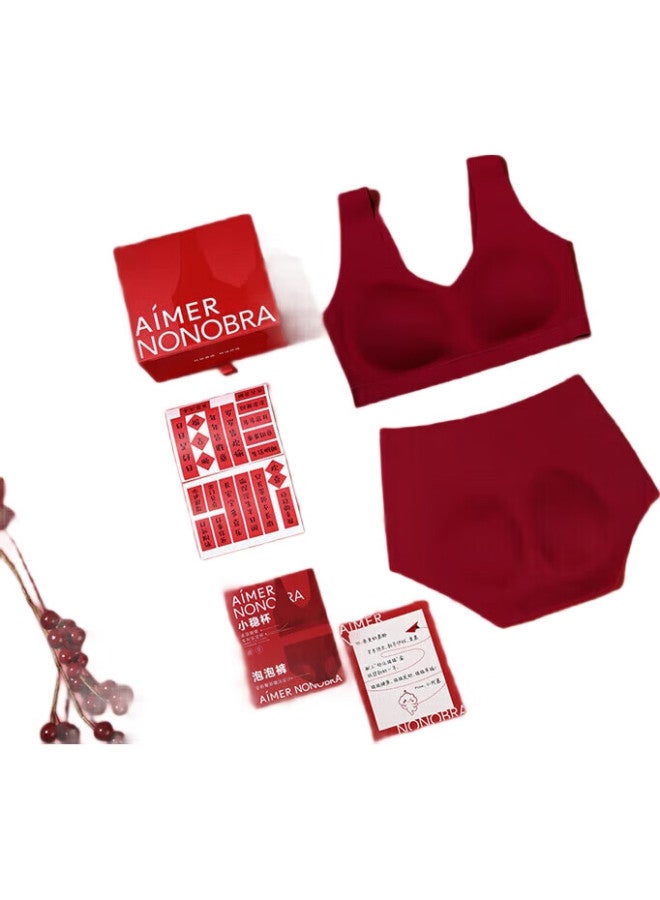 AIMER [Gift Box] Wireless Vest-Style Soft Support Antibacterial Bra And Underwear, Nonobra Set - Image 2