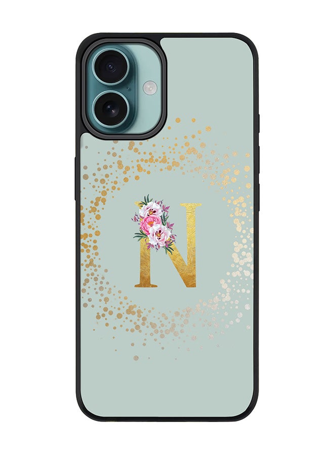 Stylizedd For iPhone 16 Plus Case [Compatible with MagSafe] Slim Magnetic cover Phone Case iPhone 16 Plus -Custom Monogram Floral - N (Light Grey ) - Image 1