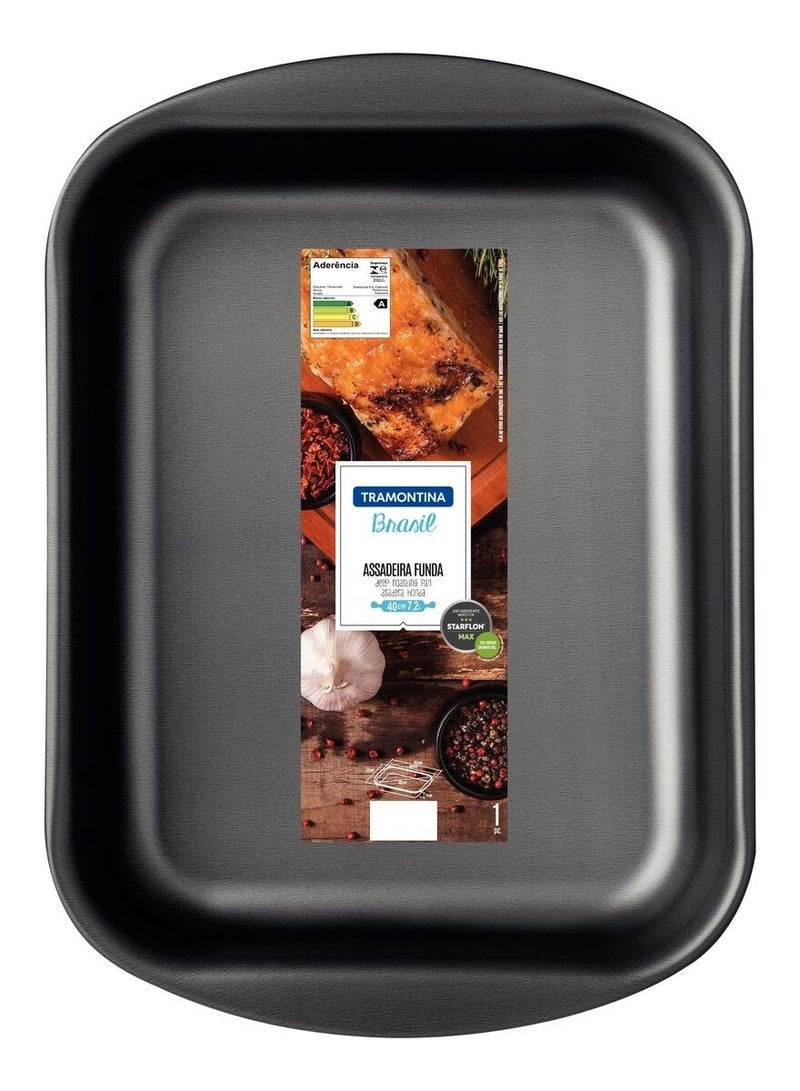 TRAMONTINA Brasil 40cm 7.2L Black Aluminum Deep Roasting Pan with Interior and Exterior Starflon Max PFOA Free Nonstick Coating  - Image 3