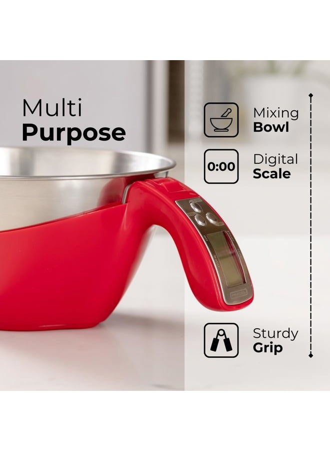 Fradel Digital Kitchen Food Scale with Bowl (Removable) and Measuring Cup - Stainless Steel, Backlight, 11lbs Capacity - Cooking, Baking, Gym, Diet - Precise Measuring (Red) - Image 5